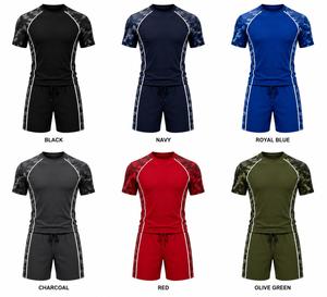 Men's Black <b>Camo</b> Print Full Sleeve Rash Guard Anti-UV Quick Dry Breathable Eco-Friendly Spandex Swim <b>Top</b> White Stripe Detailing - Product Image 6
