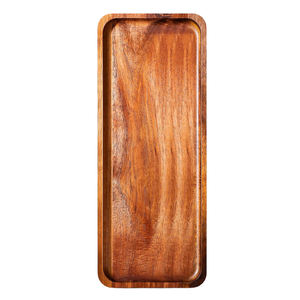 Ensemble de plateaux de service rectangulaires en bois d'acacia de 8 pièces à motif solide pour restaurant et hôtel, plateau de nourriture et de fromage avec bords en métal - Product Image 2