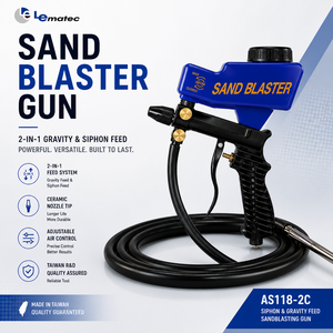 Professional LEMATEC Portable Manual New Dual Feed Air <b>Sandblaster</b> 1 Year Warranty Automotive Metal Surface Cleaning Easy - Product Image 2