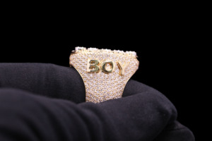 Moissanite King Edition Hip Hop <b>Ring</b> with 0.5 Carat DEF Gemstone Silver Plated Prong Setting - Product Image 3