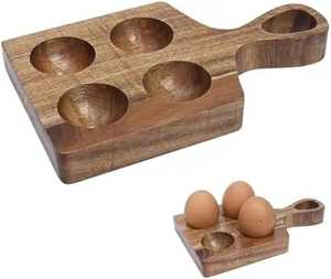 Wooden <b>Egg</b> Holder Tray 10 Slot <b>Egg</b> <b>Storage</b> Rack Natural Wood <b>Egg</b> Organizer Tray Kitchen <b>Egg</b> Display Stand Serving Tray - Product Image 5