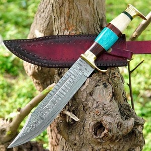 Custom Handmade Carbon Steel Hunting <b>Knife</b> 15 Inch Durable Ambidextrous <b>Bone</b> <b>Handle</b> with Brass Bolster - Product Image 3