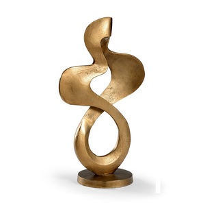 Modern <b>Gold</b> Infinity Ribbon Sculpture Abstract Forged Brass Swirl <b>Statue</b> Minimalist Metal Tabletop Living Room Accent Art - Product Image 3