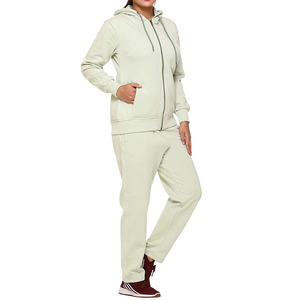 Women's Hooded Tracksuit Set Solid Color Full Zipper Casual Sweatshirt Pants Breathable Cotton Autumn Wear - Product Image 3