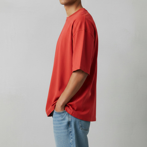 เสื้อยืดผู้ชายทรงโอเวอร์ไซส์ ผ้าฝ้าย 100% คุณภาพพรีเมียม ทรงบ็อกซี่ ไหล่ตก คอกลม ผ้าถักยาวพิเศษ ป้องกันการเป็นขุย - Product Image 2