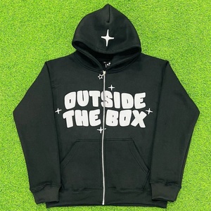 Haute qualité personnalisé hommes 100% coton polaire sweat à capuche zippé Streetwear Design brodé pour bouffée impression poches hiver lettre - Product Image 6