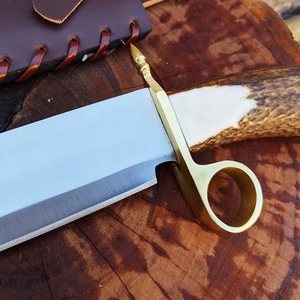 Couteau Bowie tactique d'extérieur, à lame fixe, en acier inoxydable à haute teneur en carbone, forgé à la main, avec manche en bois, pour l'industrie de la signalisation et le bricolage - Product Image 3