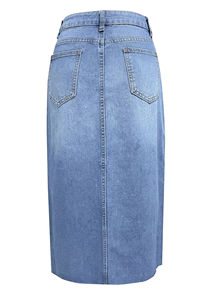 Jupe en jean vintage délavée pour femme, taille haute, coupe ajustée, mini-jupe en jean, style décontracté urbain, vêtements d'été - Product Image 3