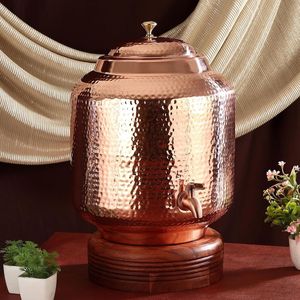 Copper Water <b>Storage</b> Vessel with Tap Handmade Copper Water Dispenser Ayurvedic Drinking Water Container ODM Bulk Export Supplies - Product Image 6