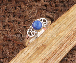 Anillo de Lapislázuli Natural en Plata de Ley 925 para Hombre y Mujer, Gema Cabujón, Banda para el Dedo, Joyería Fina Clásica para Boda, Venta al Por Mayor - Product Image 4