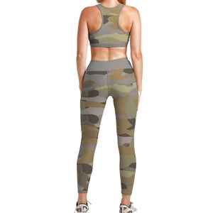 Conjunto deportivo de dos piezas para mujer, leggings de cintura alta sin costuras, ropa de gimnasio para entrenamiento. - Product Image 1