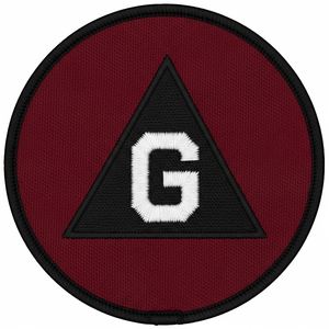 Écusson triangulaire maçonnique personnalisé brodé marron avec lettre G blanche, badge noir, pour uniforme de franc-maçonnerie, à coudre - Product Image 1