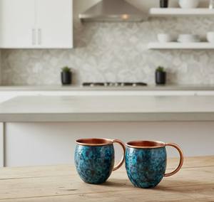 Mug Emma Copper Moscow Mule, finition patine, antidérapant, vaisselle vintage pour boissons - Product Image 5