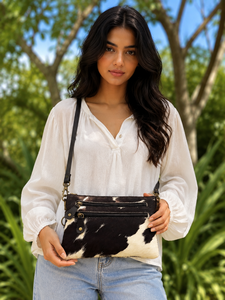 Designer Real Cowhide Leather Hair on Hide Handbag Multi Uses Sling Bag Real Leather Designer Sling Bag Chain Leather Bag - Product Image 3