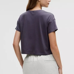 Nouveauté 2026 : T-shirt court uni personnalisé à manches courtes pour femme – Logo personnalisé, coupe ajustée basique - Product Image 5