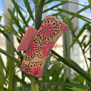 High Quality Hand Tooled Leather Hair <b>Claw</b> <b>Clips</b> Western Hair Accessories Wholesale Luxury Floral Genuine Cow Leather Hair <b>Clips</b> - Product Image 5