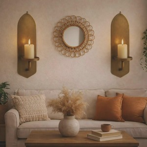 Applique murale de luxe en laiton, porte-bougie de forme ovale, résistante à la chaleur, éclairage professionnel, décoration intérieure - Product Image 1