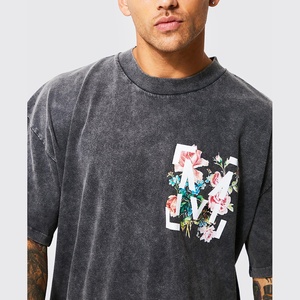 Nueva camiseta Vintage Unisex de gran tamaño con lavado ácido, logotipo personalizado impreso, impresión Digital de algodón 100% para hombres - Product Image 3