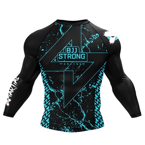 เสื้อรัดกล้ามเนื้อ MMA คุณภาพสูง ออกแบบเองได้ตามต้องการ สำหรับนักกีฬาอาชีพ สั่งซื้อได้รวดเร็ว! พิมพ์ลาย BJJ แบบซับลิเมชั่นบนผ้าโพลีเอสเตอร์/ไนลอน Fortleo - Product Image 2