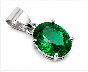 <b>Emerald</b> Quartz Oval 925 Sterling Silver <b>Pendant</b>, Faceted Green Quartz Gemstone <b>Pendant</b>, Handmade Sterling Silver Necklace Charm - Product Image 1
