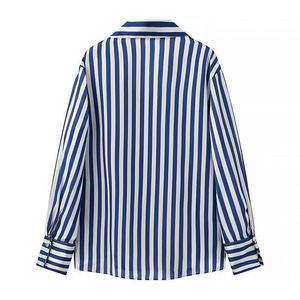 Camisa de Mujer 2025, Primavera-Verano, Nueva, Holgada, Casual, de Manga Larga, con Solapa y Rayas - Product Image 4