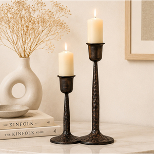 Handmade Hammered Metal Taper Candle <b>Holder</b> Set Iron <b>Candlestick</b> <b>Holders</b> for Wedding Table Centerpiece and Antique Home Decor - Product Image 4