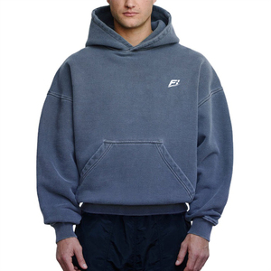Sweat-shirt à capuche personnalisé pour homme, coupe courte et carrée, en coton épais, vierge, oversize, épaules tombantes, effet délavé soleil, style streetwear - Product Image 4