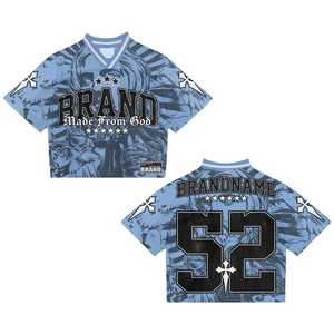 เสื้อเบสบอลทรงโอเวอร์ไซส์ คอวี แขนสั้น สไตล์ Y2K สำหรับผู้หญิง ผลิตจากวัสดุรักษ์โลก เหมาะสำหรับงานพิมพ์ลายแบบซับลิเมชั่น - Product Image 2