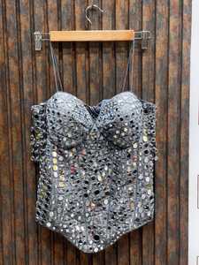 <b>Women's</b> Strapless Geometric Hollow Out Corset <b>Top</b> Sexy Clubwear <b>Tank</b> <b>Top</b> - Product Image 4