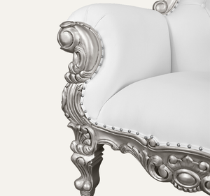 เก้าอี้บัลลังก์ไม้มะฮอกกานีสีขาวสไตล์ราชวงศ์ ทนทาน ทำด้วยมือ หรูหรา เหมาะสำหรับโรงแรม อพาร์ทเมนท์ และห้องนั่งเล่น - Product Image 5