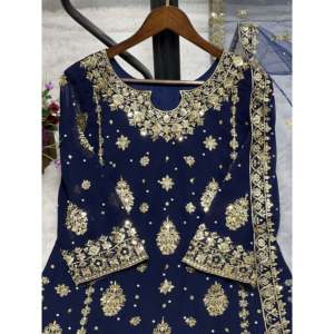 Ensemble Kurta Palazzo Dupatta élégant pour soirée - Product Image 5