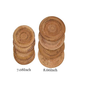 BOHO Rattan Trivet Mats And Pads 300 Mm Diameter Bohemian Rattan <b>Placemats</b> <b>Round</b> Woven Table Mats - Product Image 2