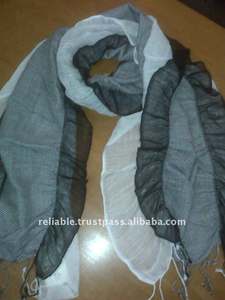 100% viscose et coton super doux double volant écharpe longue style uni pour l'été - Product Image 3