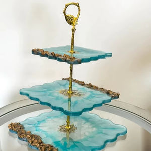 Support à gâteau moderne en résine, support à gâteau design moderne en bois à 3 niveaux, fabriqué par A S Craft Export d'Inde - Product Image 1