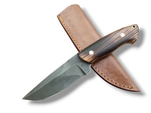 Cuchillo de Supervivencia Nórdico de Acero al Carbono de Grado Industrial con Mango de Madera de Fresno y Funda de Cuero, Largo Total de 8 Pulgadas, Hoja Entera, para Camping - Product Image 1