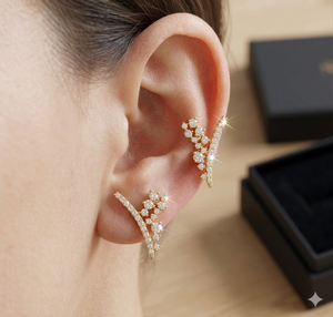Ensemble de boucles d'oreilles en or massif 10 carats avec diamants de laboratoire sur mesure, design de luxe, bijoux tendance pour femmes, à porter au quotidien, pour mariage, fête, cadeau - Product Image 3