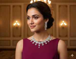 Conjunto de collar tradicional de latón hecho a mano de la mejor calidad con aretes, joyería nupcial étnica india disponible al mejor precio - Product Image 3