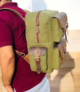 กระเป๋าเป้หนังผ้าใบลำลองสำหรับเดินทางไปโรงเรียนใส่แล็ปท็อปขายส่งจำนวนมากรับผลิตตามแบรนด์ LCB-0087 - Product Image 6