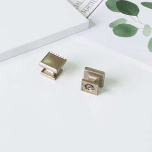 Modern Square Zinc Alloy <b>Cabinet</b> <b>Knob</b> Layered Design Brushed <b>Gold</b> Finish Contemporary Durable Eco-Friendly Wardrobe Drawer - Product Image 1