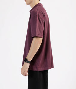 Polo homme sur mesure, couleur unie, coupe ample, 100% coton respirant, impression numérique, logo personnalisé, style hip hop, 200g - Product Image 3