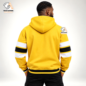 Sweat-shirt à capuche pour homme jaune avec logo abeille ASU, coupe classique, en molleton, décontracté, pour l'automne et l'hiver, doublé en molleton, motif uni - Product Image 2