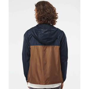 Independent Trading Co Men's Black Charcoal Windbreaker Lightweight Hooded Water-Resistant Casual Athletic Windbreaker <b>Jacket</b> - Product Image 3