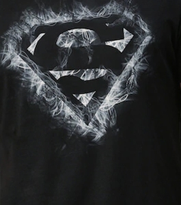 T-shirt décontracté noir pour homme avec logo Superman imprimé par transfert thermique, motif avant, idéal pour l'été, 100 % polyester tricoté - Product Image 1
