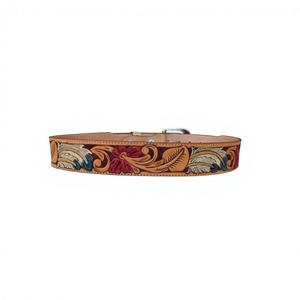 High Quality Cow Hide Floral Printed Steel Square Buckle Waterproof Lightweight Durable Casual Belt Customizable Length Width - Product Image 4
