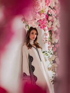 Women's Black Ankle-Length Cotton <b>Kaftan</b> With White Embroidery Traditional <b>Indian</b> Style Loose Fit Casual Wear - Product Image 2