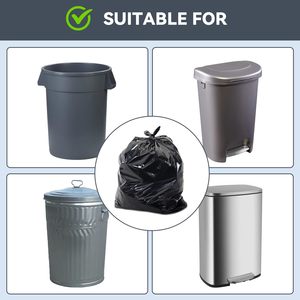 TH GB-033 40 45 Gallon Large Black Heavy Duty HDPE Trash <b>Bags</b> 50 Count Heat <b>Seal</b> Home Kitchen Outdoor Yard Commercial Use - Product Image 5