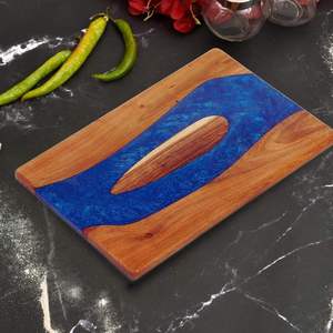 Tabla de Cortar de Madera y Resina con Diseño de Olas Oceánicas, 2.0 cm de Grosor, Apta para Lavavajillas, Ideal para Servir Queso y Charcutería - Product Image 6