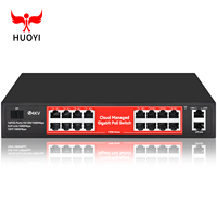 Switch PoE de Gestión en la Nube, Gigabit Completo, 16 Puertos de 1000 Mbps + 2 Puertos de Enlace Ascendente Gigabit + 1 Puerto SFP, Switch PoE para Cámaras Hikvision