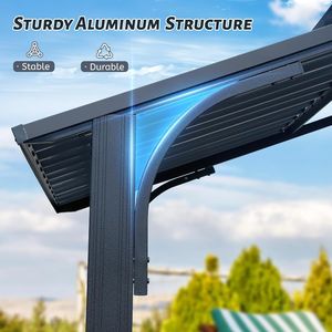 Gazebo per Barbecue da Esterno 8x5FT con Tetto Rigido e Pergola, Tetto Doppio in Acciaio Zincato, Riparo Solare Permanente - Product Image 3