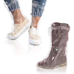 Protège-chaussures jetables transparents et imperméables en polyéthylène, grande taille, pour intérieur et extérieur, lot de 50 couvre-chaussures en plastique - Product Image 1
